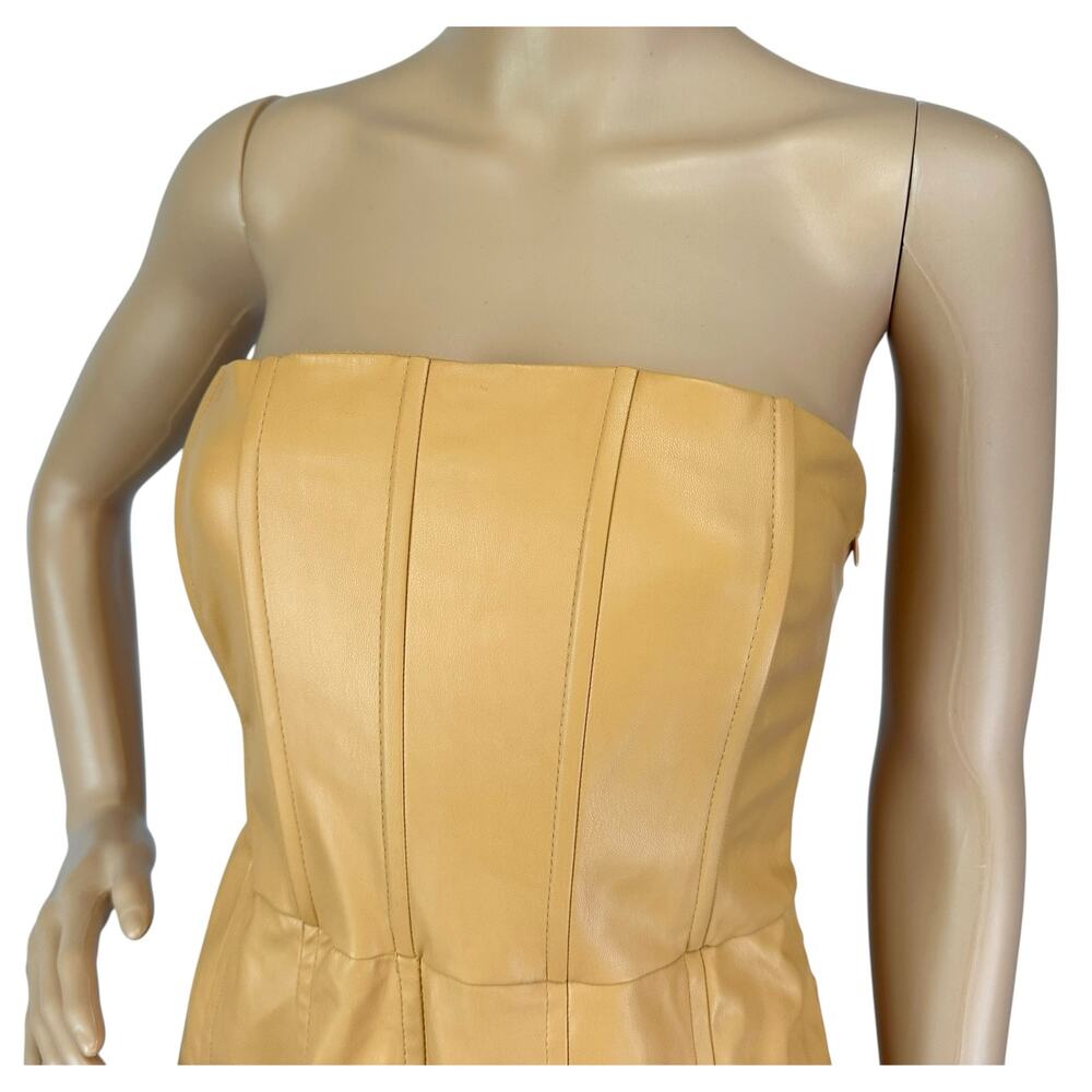 NWT Zara Faux Leather Strapless Mini Dress in Caramel Size L - Picture 11 of 16